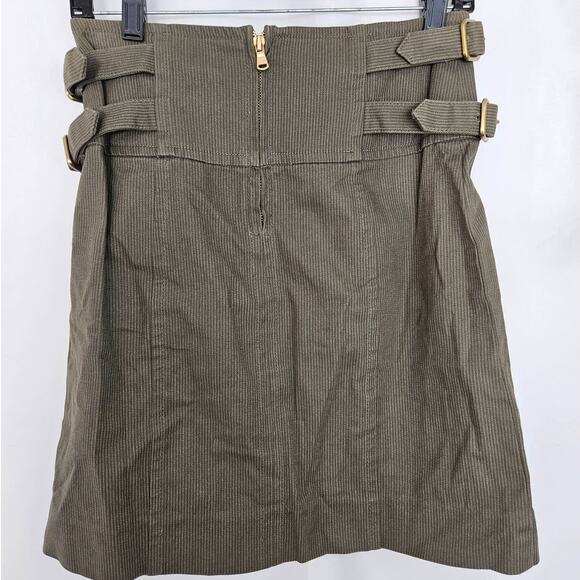 MARC BY MARC JACOBS Olive Green Striped Short High Waisted Skirt sz 2 - Picture 2 of 6